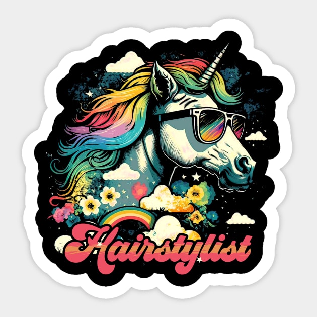 Rainbow Unicorn Hairstylist Sticker by walaodesigns